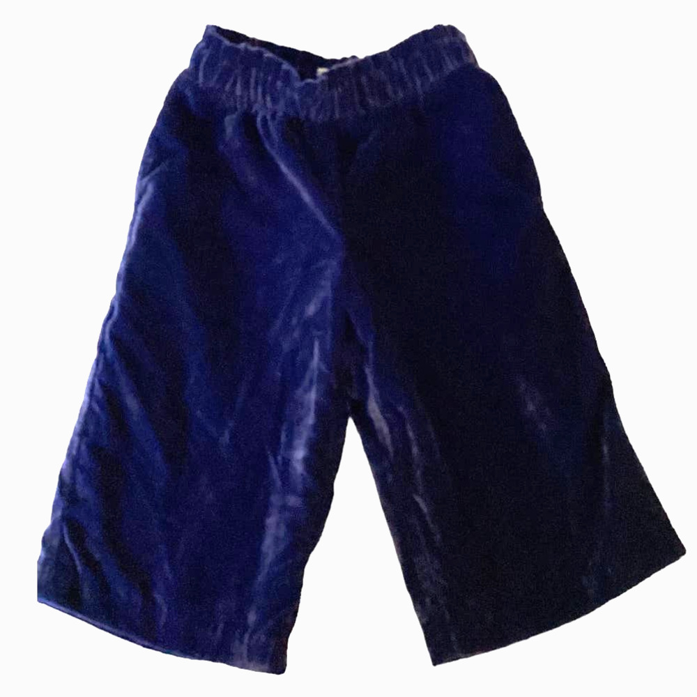Janie and Jack Girls 2T Pants Navy Blue Velvet Palazzo Wide Leg Pull On